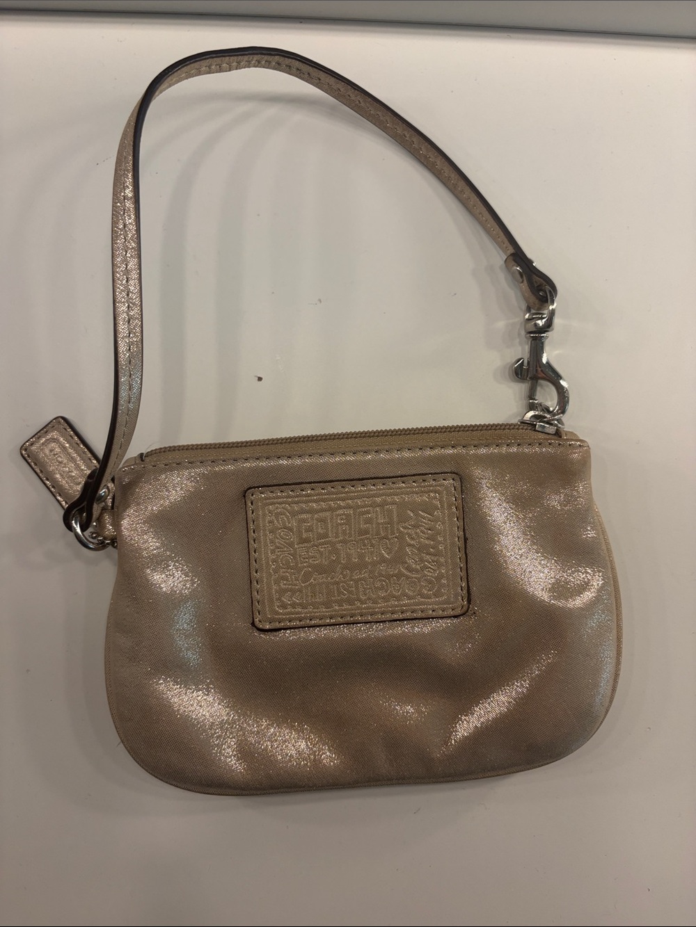 Coach Shimmery Taupe Metallic Wristlet